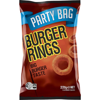Burger Rings Tangy Snacks Party Bag 220g