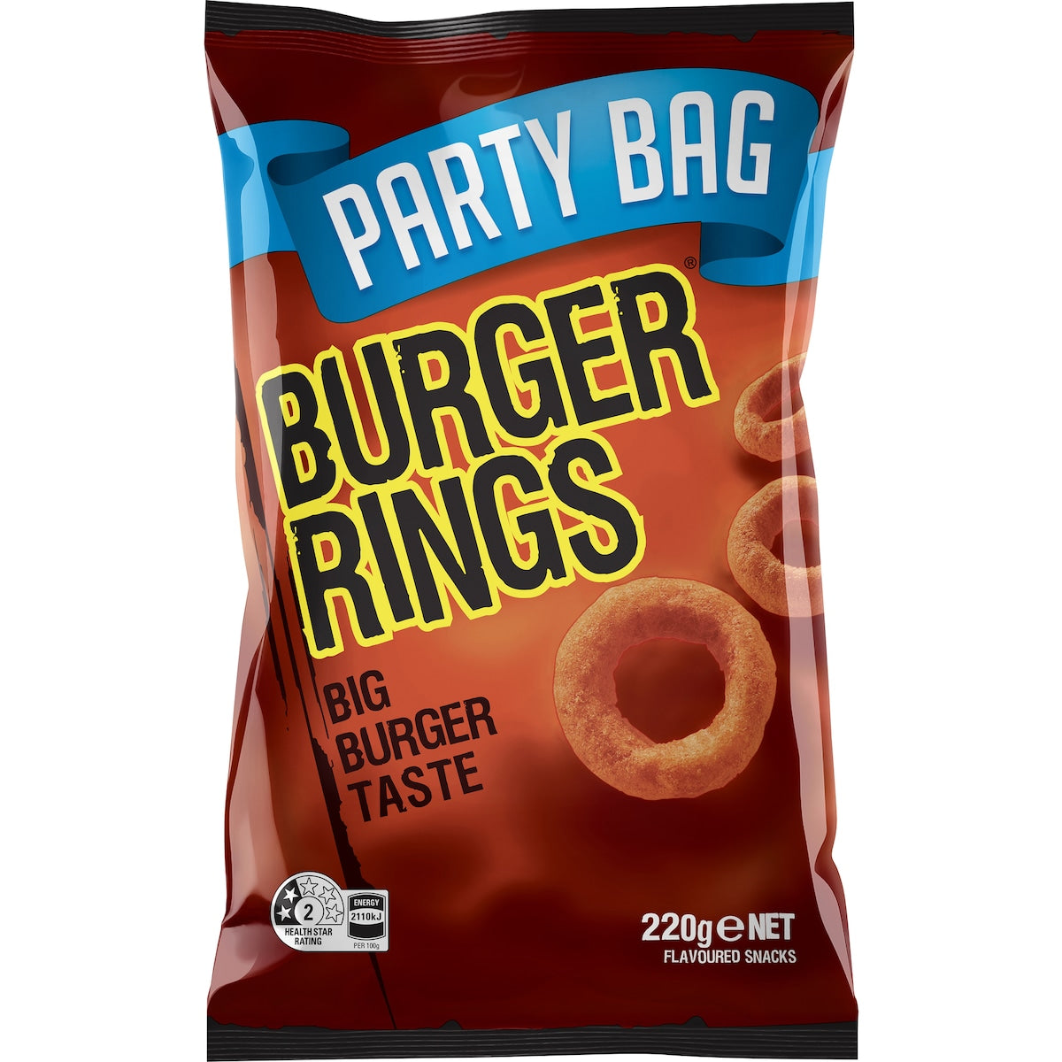 Burger Rings Tangy Snacks Party Bag 220g