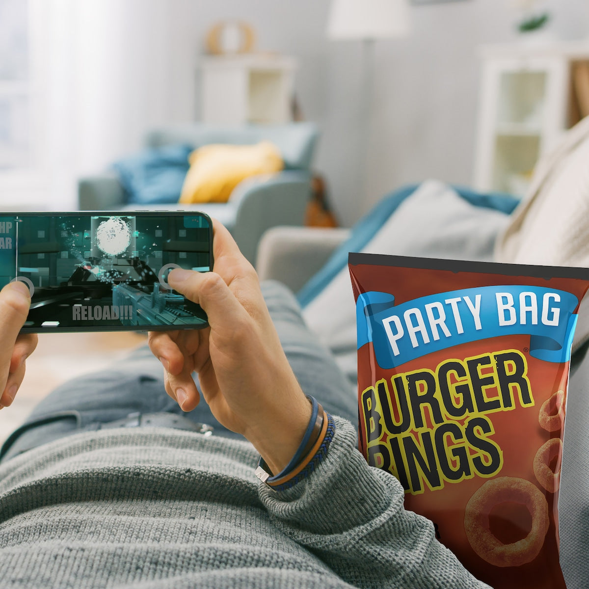 Burger Rings Tangy Snacks Party Bag 220g