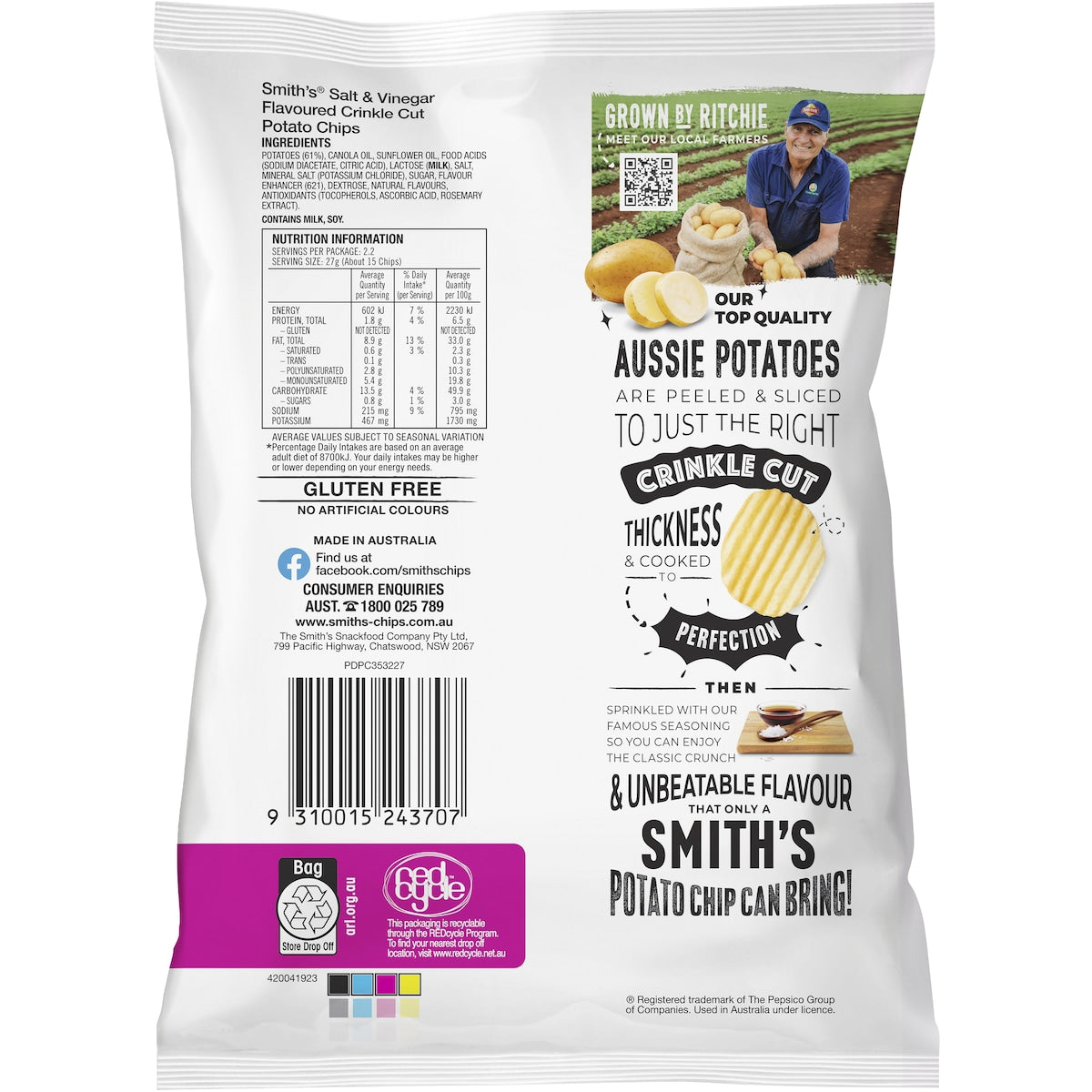Smiths Crinkle Cut Chips Salt & Vinegar 60g