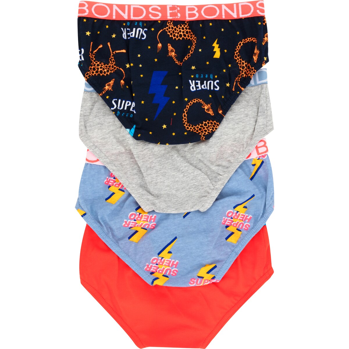 Bonds Boys Briefs Size 4-6 Or 6-8 Assorted 4 Pack