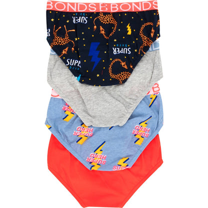 Bonds Boys Briefs Size 4-6 Or 6-8 Assorted 4 Pack