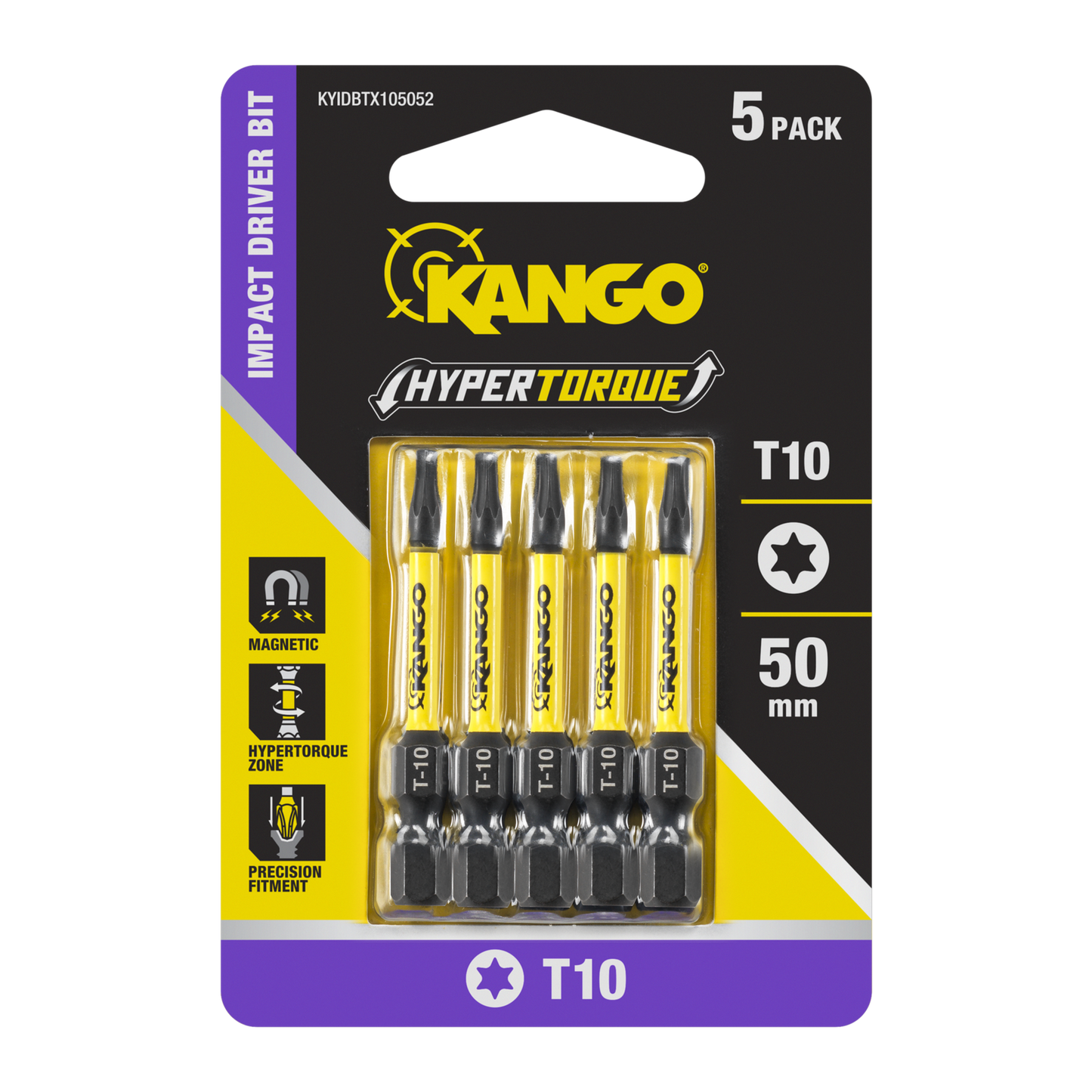 Kango HYPERTORQUE Impact Driver Bit - 50mm TX10 - 5 Pack