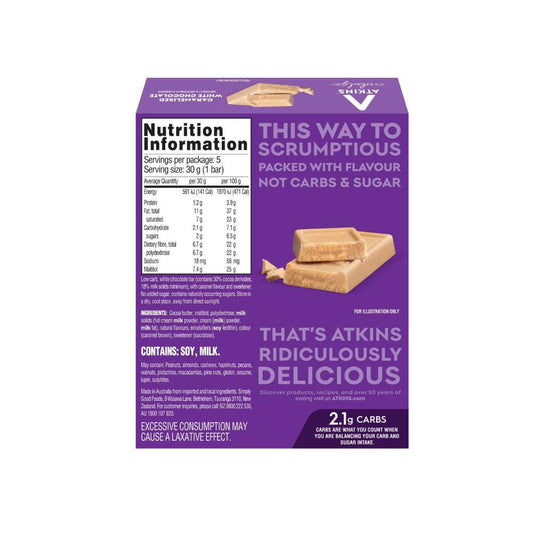 Atkins Low Carb Endulge Bars Caramelised White Chocolate 5x30g - 150g