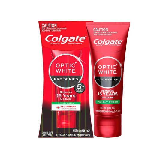 Colgate Optic White Pro Series Teeth Whitening Toothpaste Vividly Fresh With 5% Hydrogen Peroxide - 80g
