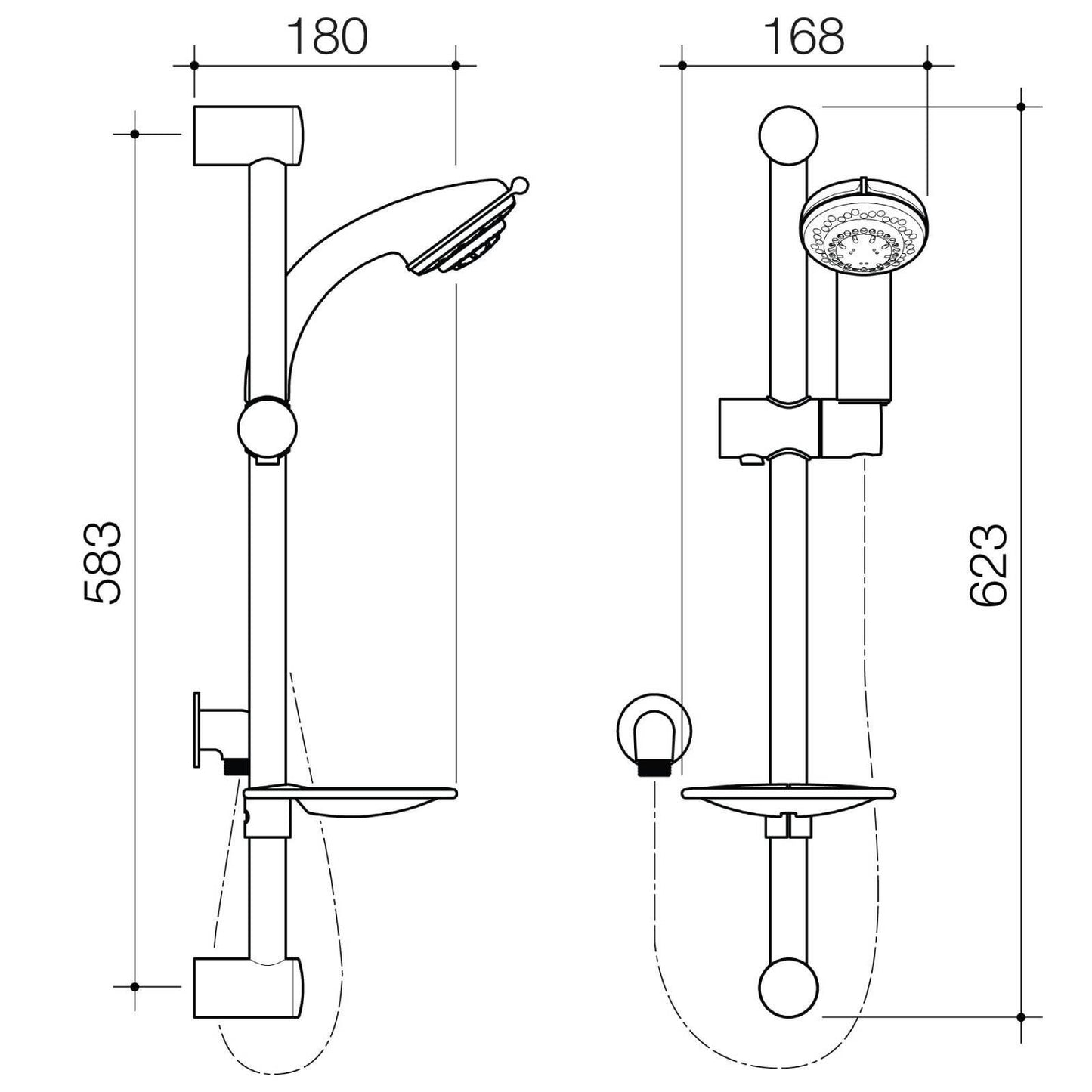 Flexipsray Chrome Bermuda Classic Rail Shower - 5 Function - 100mm