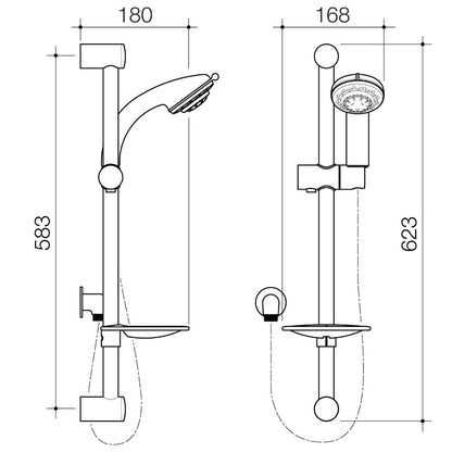 Flexipsray Chrome Bermuda Classic Rail Shower - 5 Function - 100mm