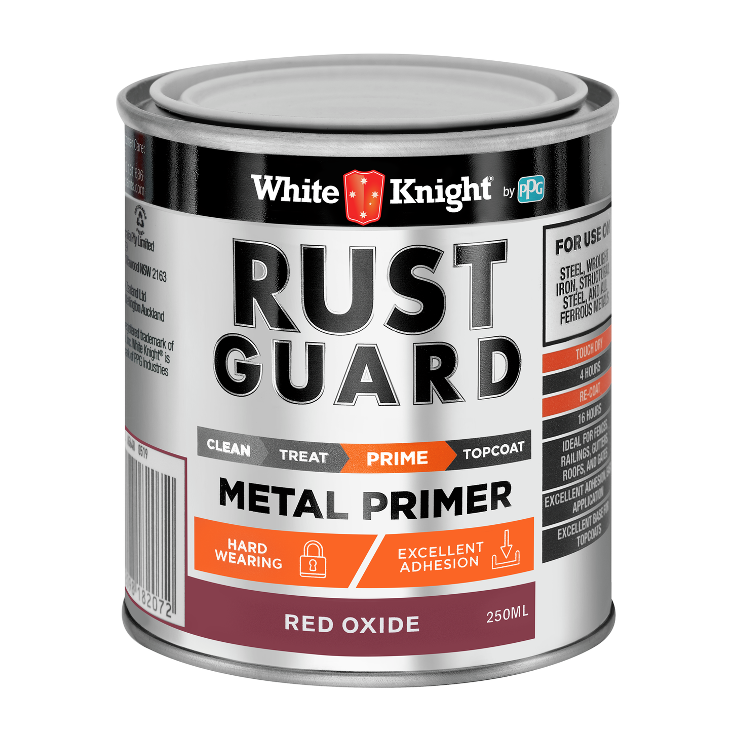 White Knight Rust Guard Metal Primer Paint - Red Oxide - 1L