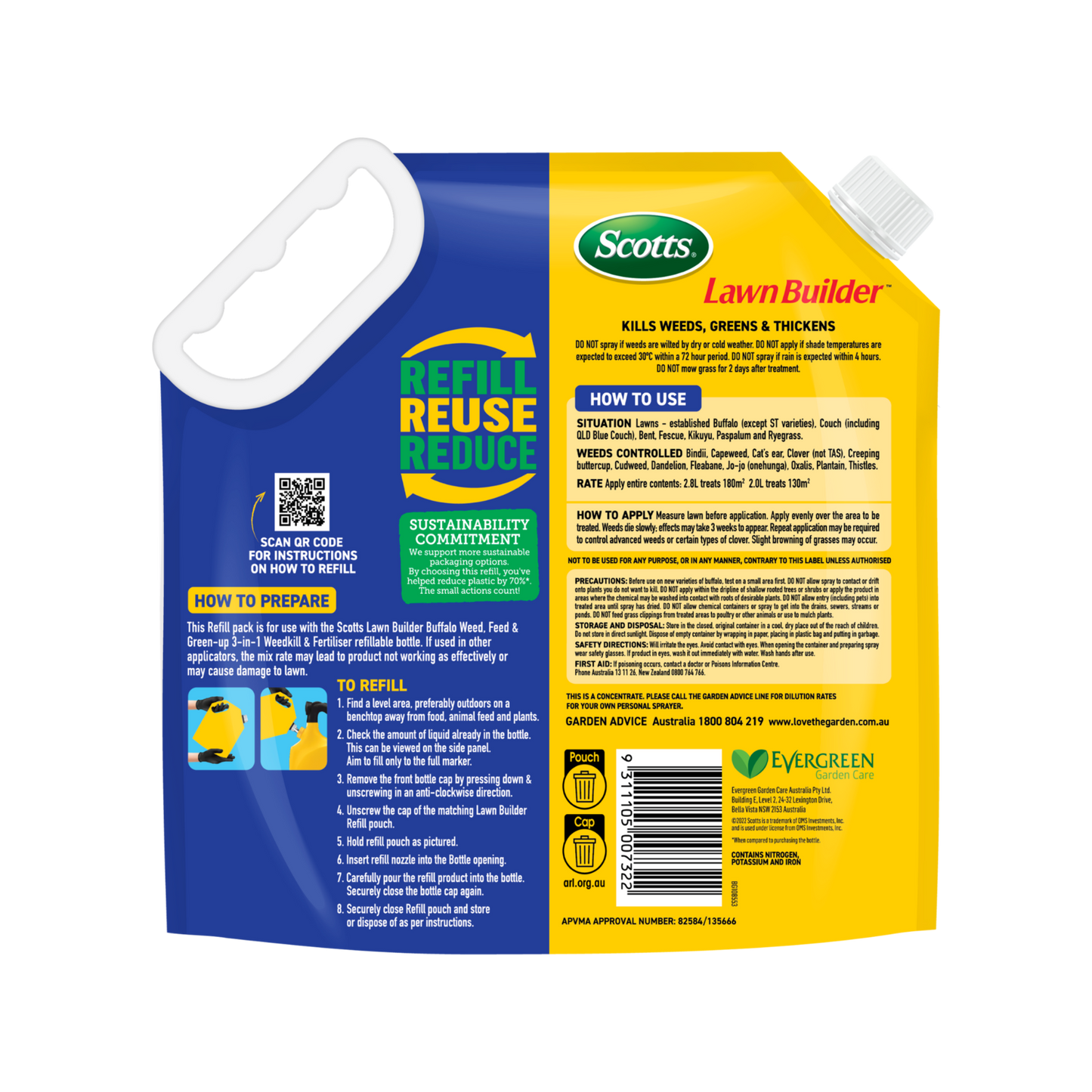 Scotts Lawn Builder Buffalo Weed Feed Green Up Refill Pouch - 2.5kg
