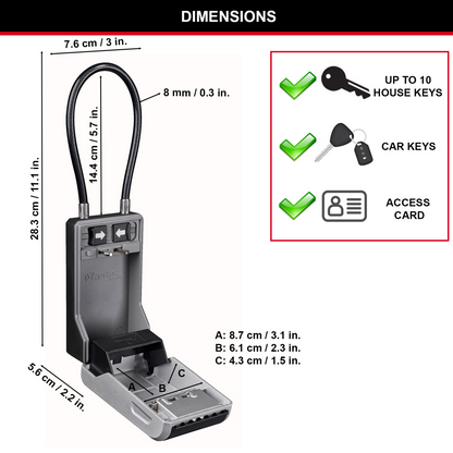 Master Lock Cable Key Safe - 10 Keys - 76 x 283mm