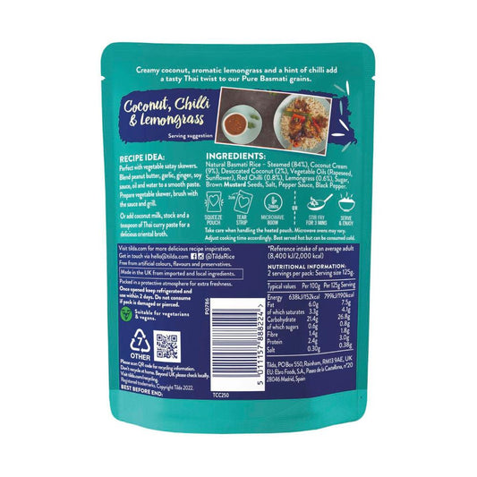 Tilda Steamed Coconut Chilli & Lemongrass Rice - 250g