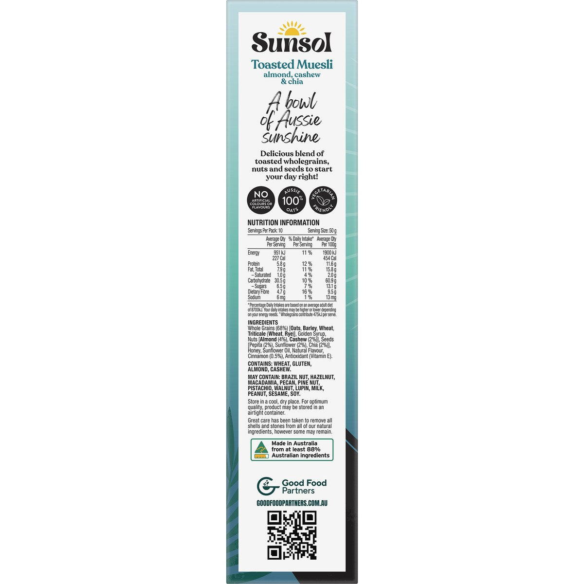 Sunsol Toasted Muesli Almond Cashew & Chia 500g