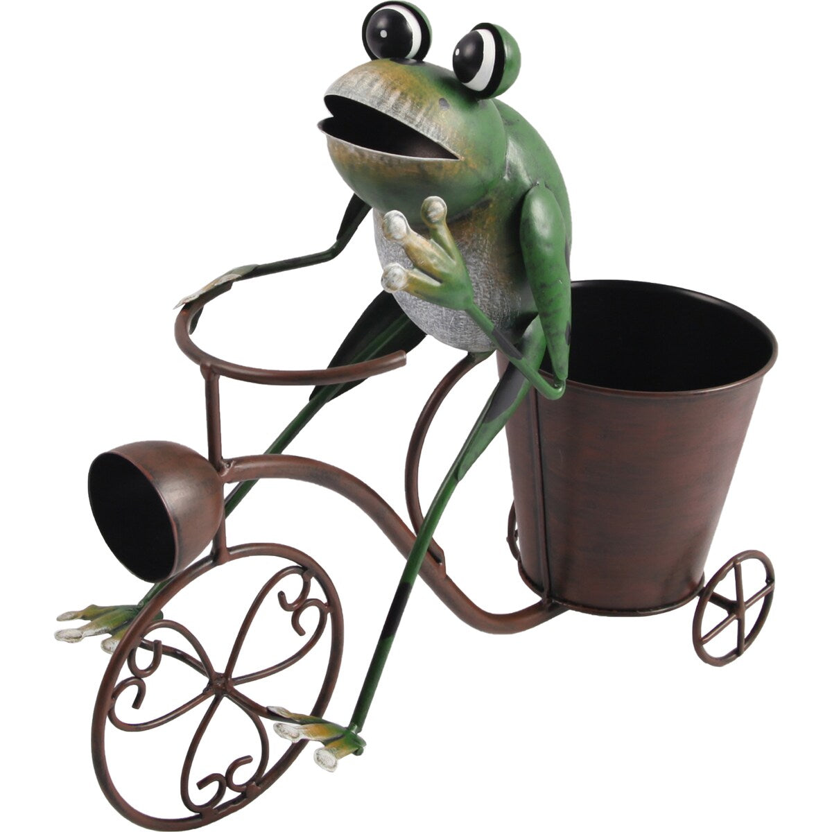 Green Gardener Metal Pot Frog Bicycle Each