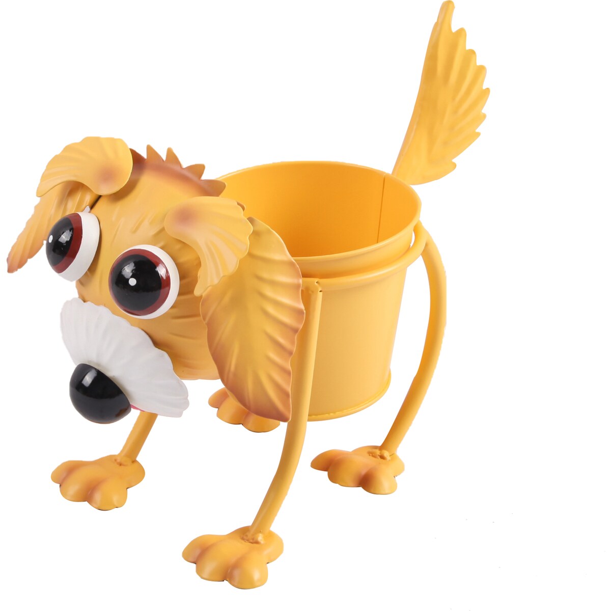 Green Gardener Metal Animal Pot Yellow Dog Each