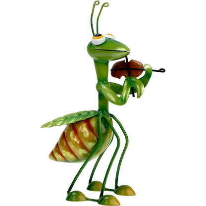 Green Gardener Metal Garden Grasshopper With Violin Each
