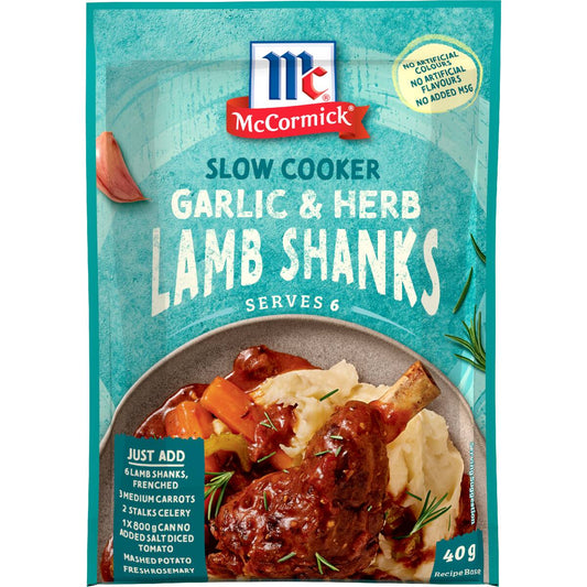 Mccormick Slow Cooker Garlic & Herb Lamb Shanks Recipe Base 40g