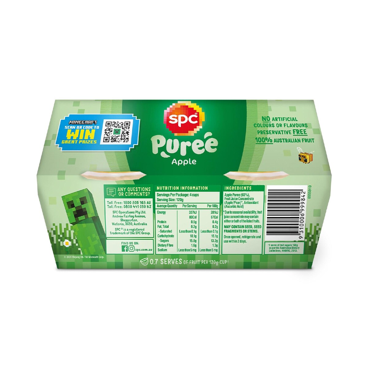 SPC Apple Puree Cups 4 x 120g