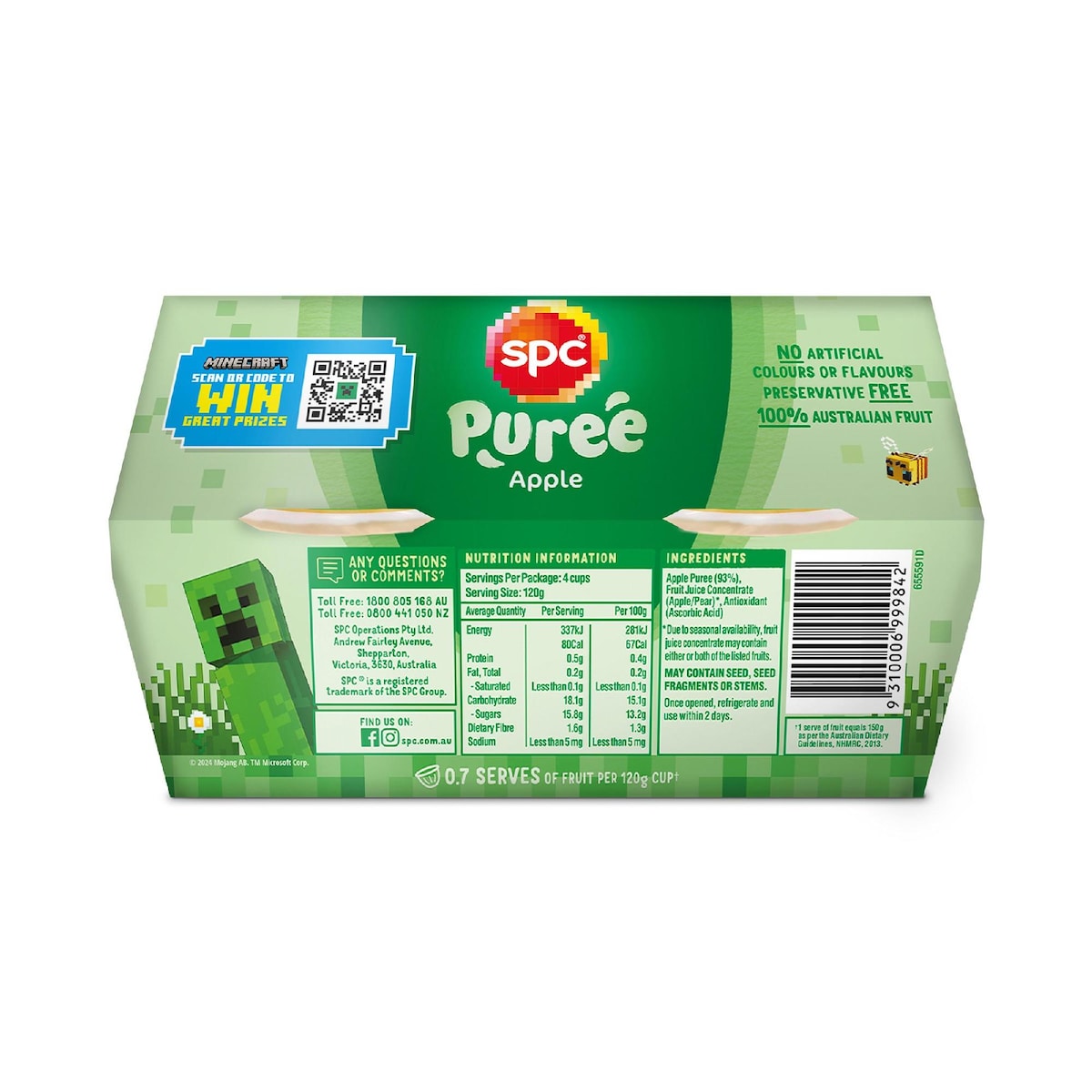 Spc Apple Puree Cups 120g X 4 Pack
