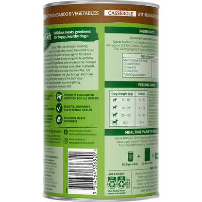 Natures Gift Adult Wet Dog Food Casserole With Kangaroo & Vegetables 1.2kg