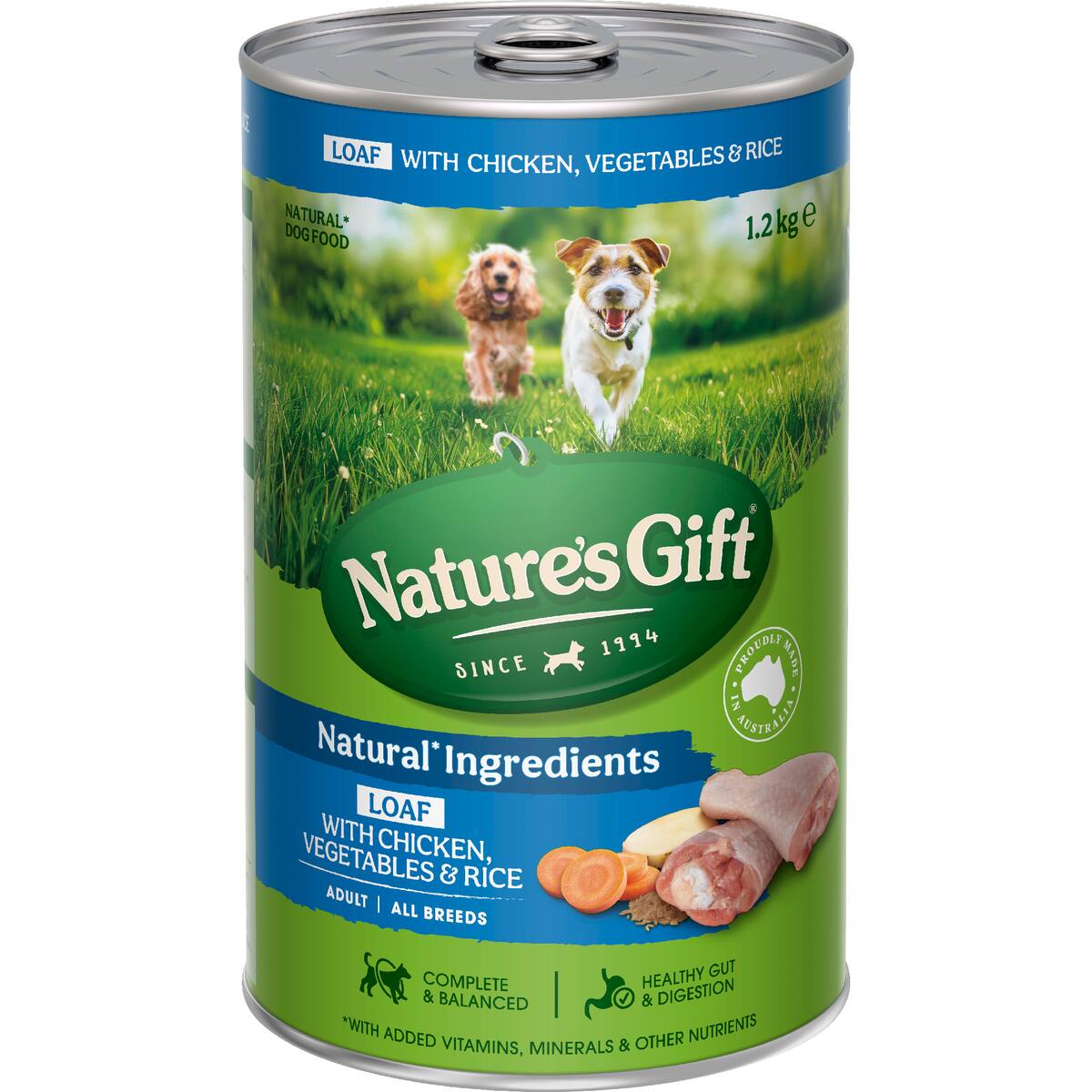 Nature's Gift Adult Wet Dog Food Loaf Chicken Vegetables & Rice 1.2kg