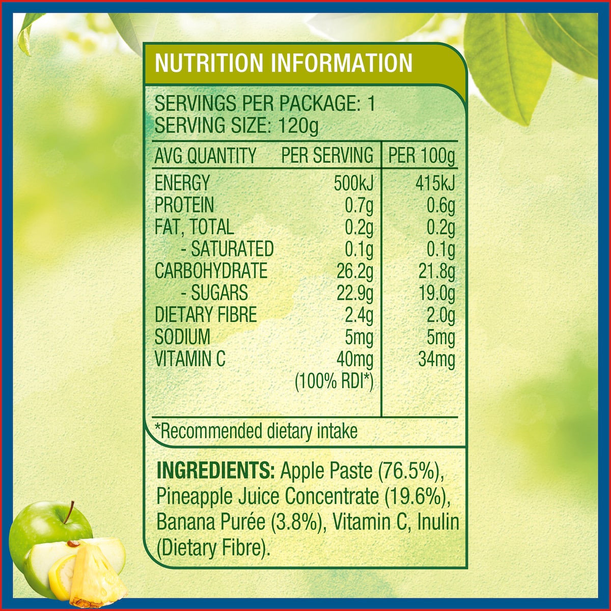 Golden Circle Tropical Smash Fruit Pouch 120g