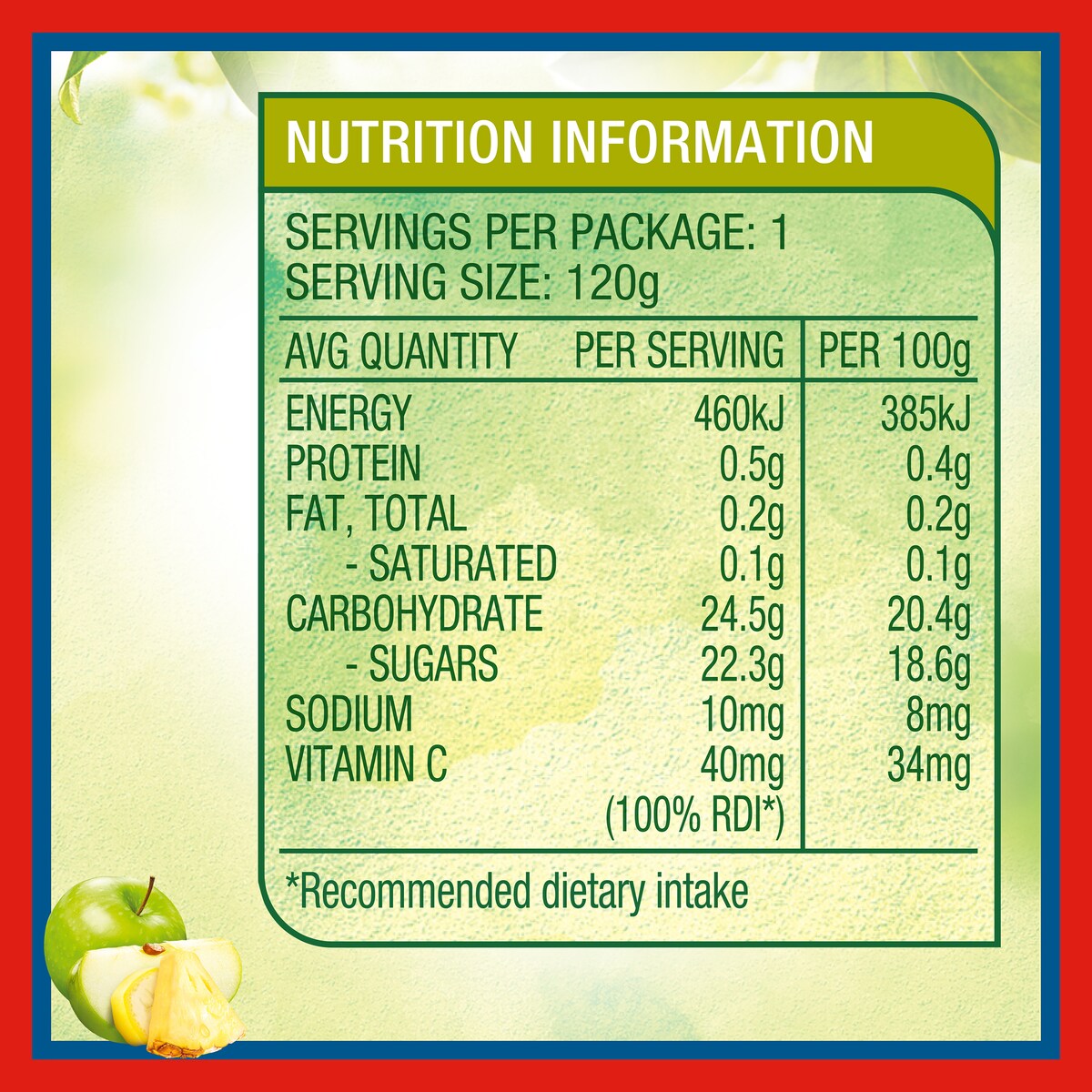 Golden Circle Blended Fruit Puree Tropical Smash Lunch Box Pouch 120g