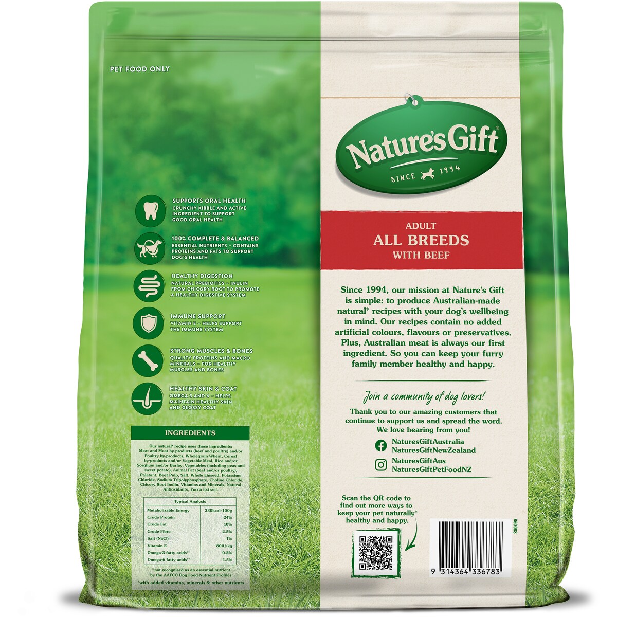 Nature's Gift Adult Dry Dog Food With Beef 6kg