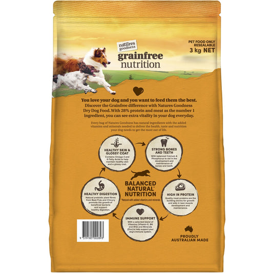 Natures Goodness Grain Free Adult Dry Dog Food Chicken, Lamb & Garden Veges 3kg