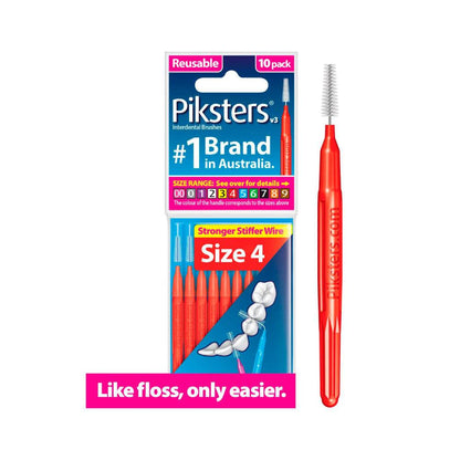 Piksters Interdental Brushes Red Size 4 - 10 pack