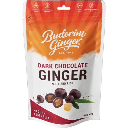 Buderim Ginger Dark Chocolate Coated Ginger 150g