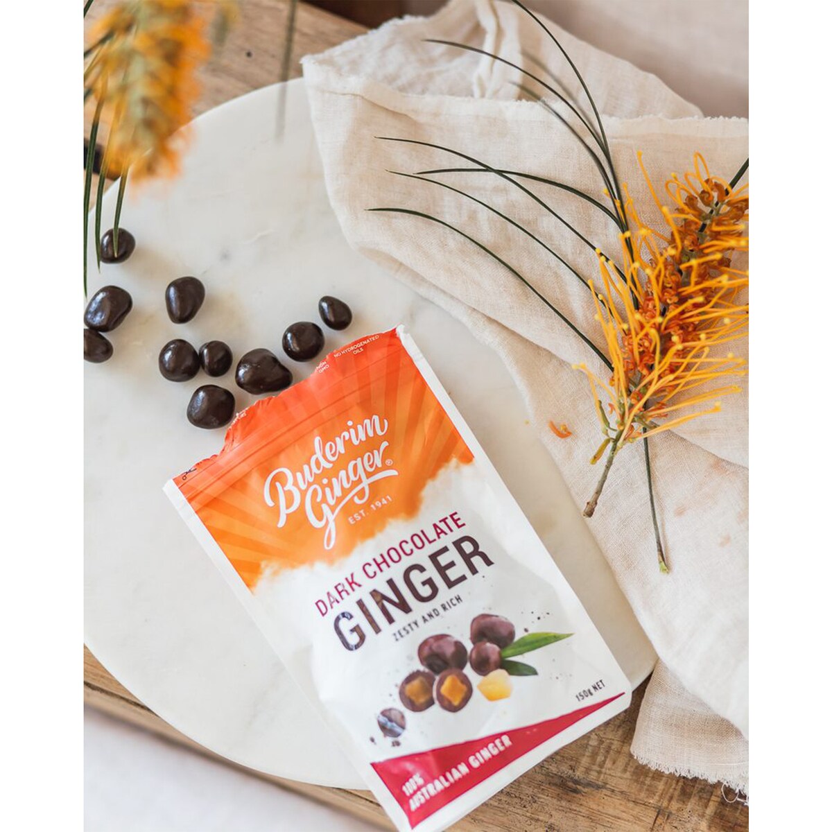 Buderim Ginger Dark Chocolate Coated Ginger 150g