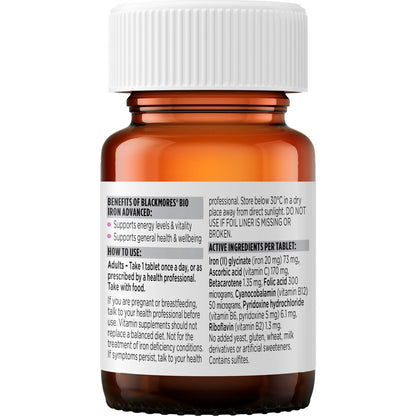 Blackmores Bio Iron Advanced Energy Support Tablets 30 pack