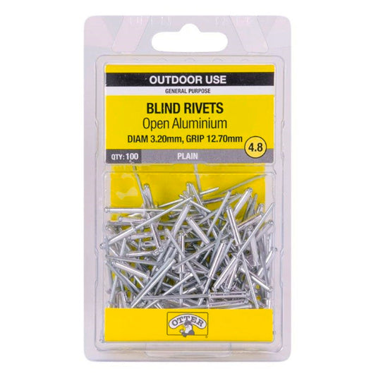 Otter Open Aluminium Blind Rivets - 2 x 12.7mm - 100 Pack