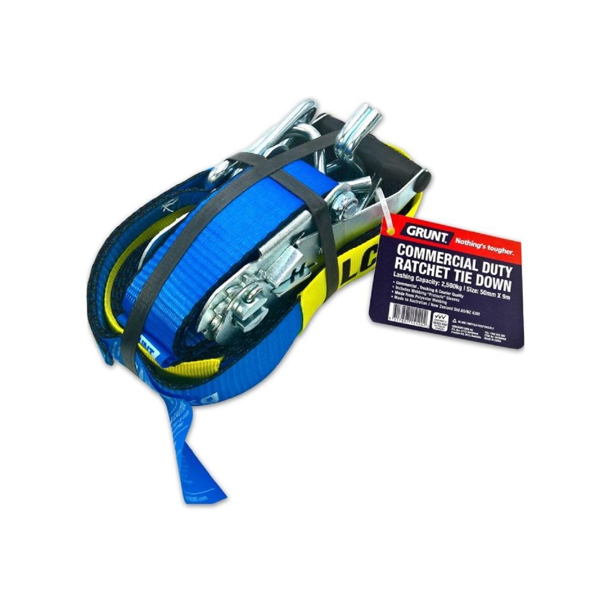 Grunt Ratchet Tie Down 50mm x 9m Polyester Secure Load 2500kg