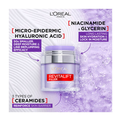 L'Oreal Paris Revitalift Filler Hyaluronic Acid Plumping Water Cream - 50mL