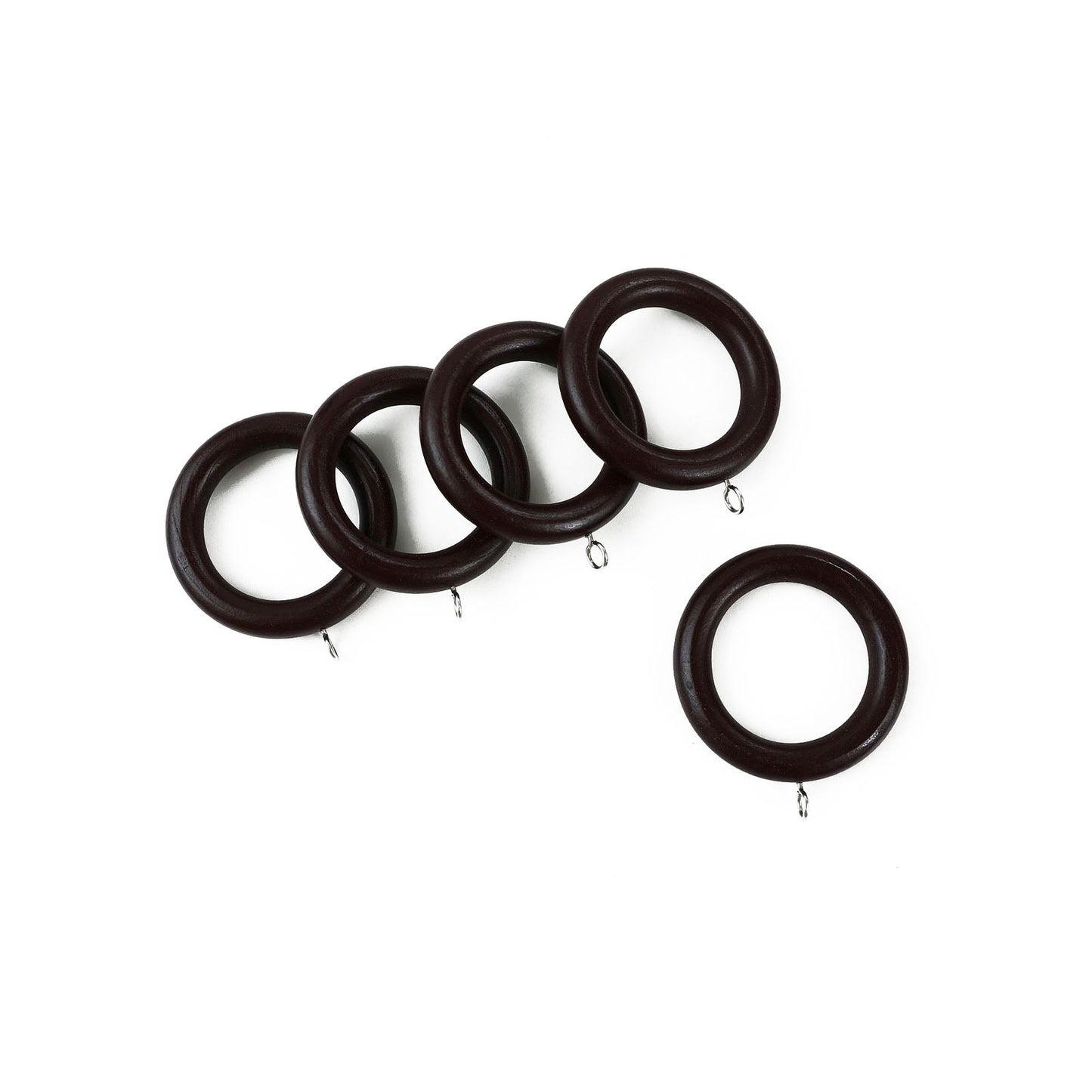 Windoware Curtain Rings - 33mm - Walnut - 5 Pack