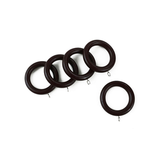 Windoware Curtain Rings - 33mm - Walnut - 5 Pack