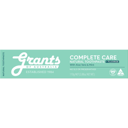 Grants Of Australia Complete Care Natural Toothpaste With Aloe & Mint 110g