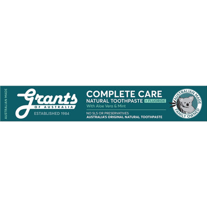 Grants Of Australia Complete Care Natural Toothpaste With Aloe & Mint 110g