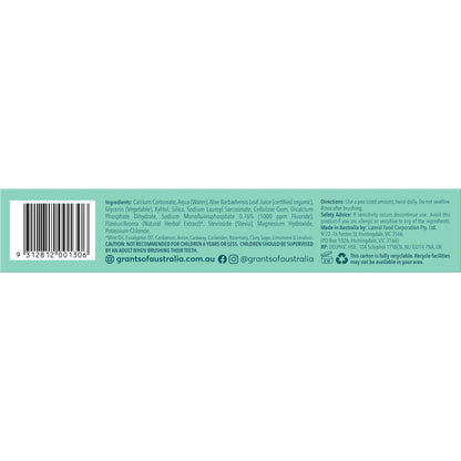 Grants Of Australia Complete Care Natural Toothpaste With Aloe & Mint 110g
