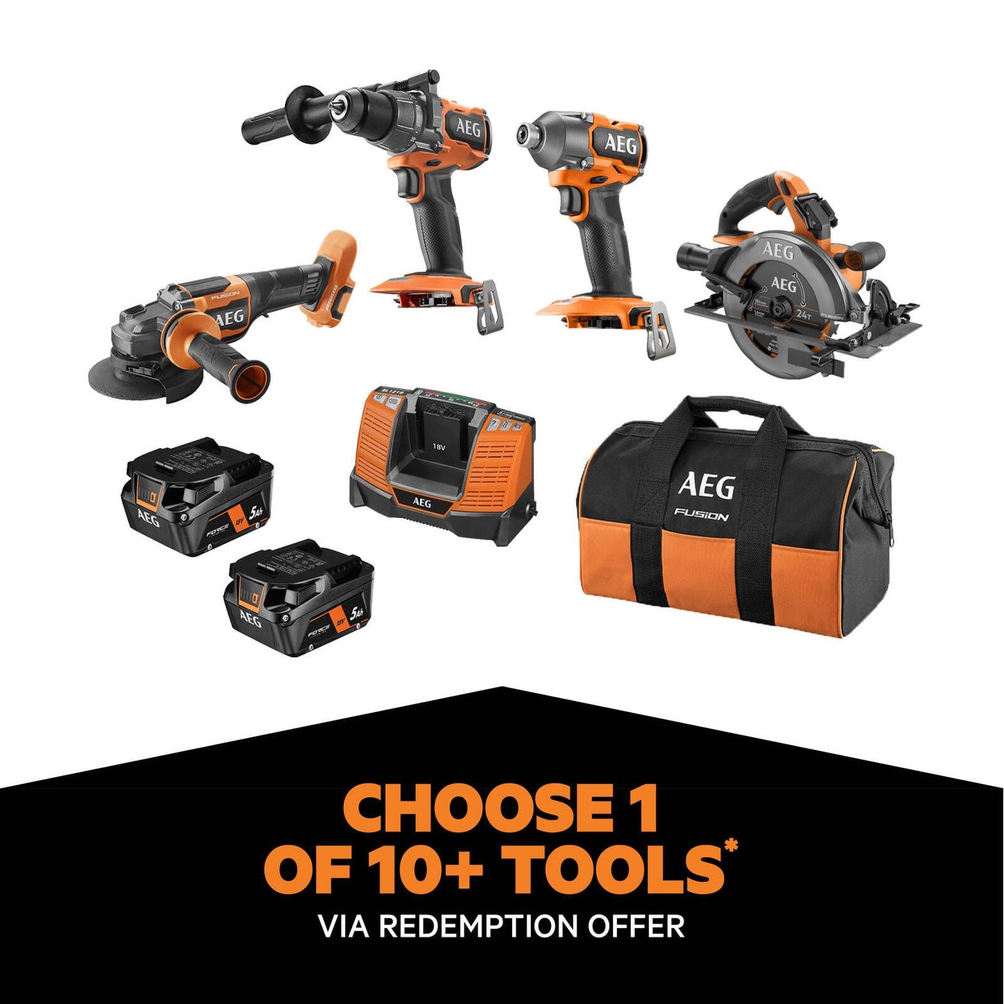 AEG Fusion Force Kit - 18V - 4 Piece - 5.0Ah