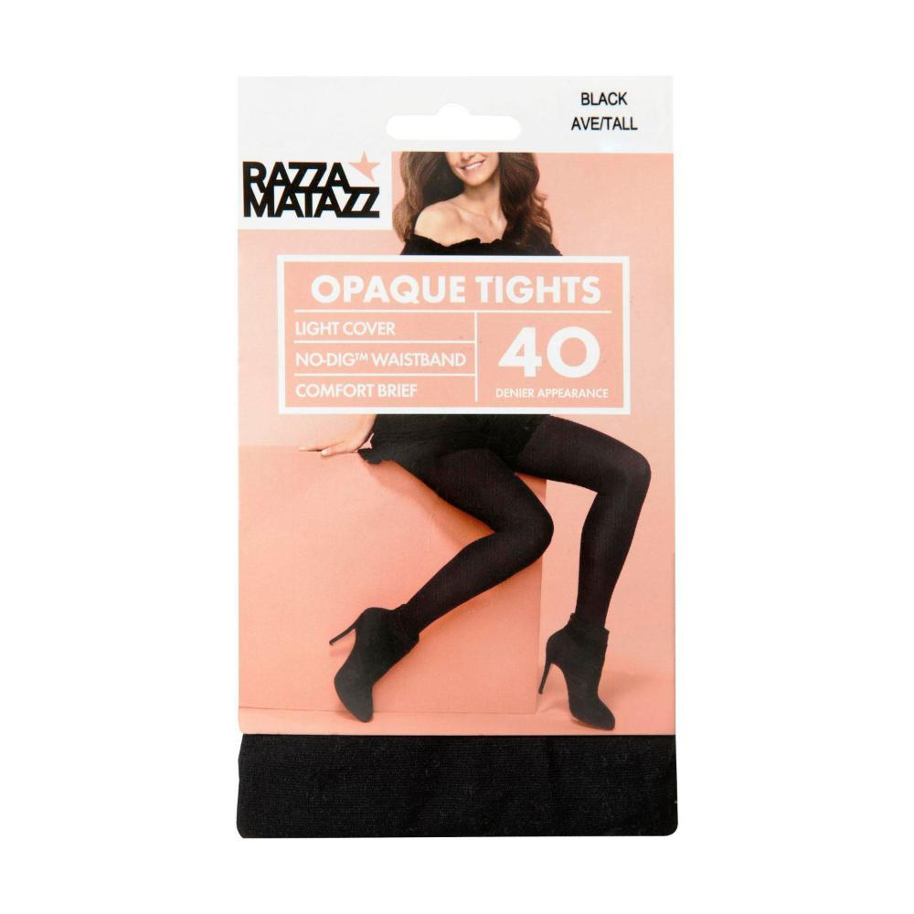 Razza 40d Elastane Opaque Black Tights Tall/xtall - 1 Pack