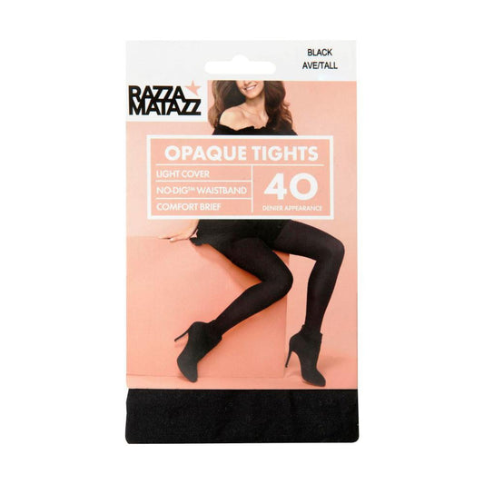 Razza 40d Elastane Opaque Black Tights Tall/xtall - 1 Pack