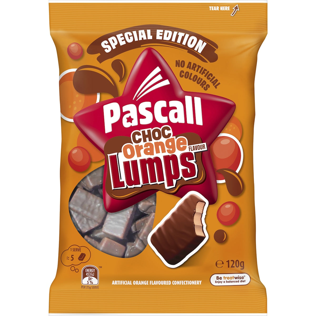 Pascall Choc Orange Flavour Lumps Bites Snack & Share Bag 120g