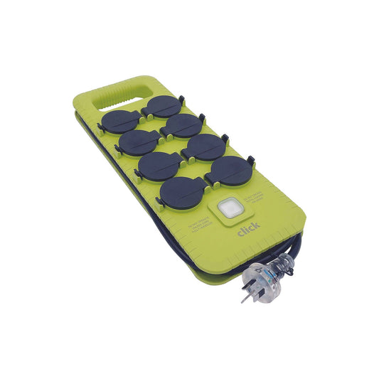 Click 8 Outlet Power Board with Cover & Heavy Duty Cable