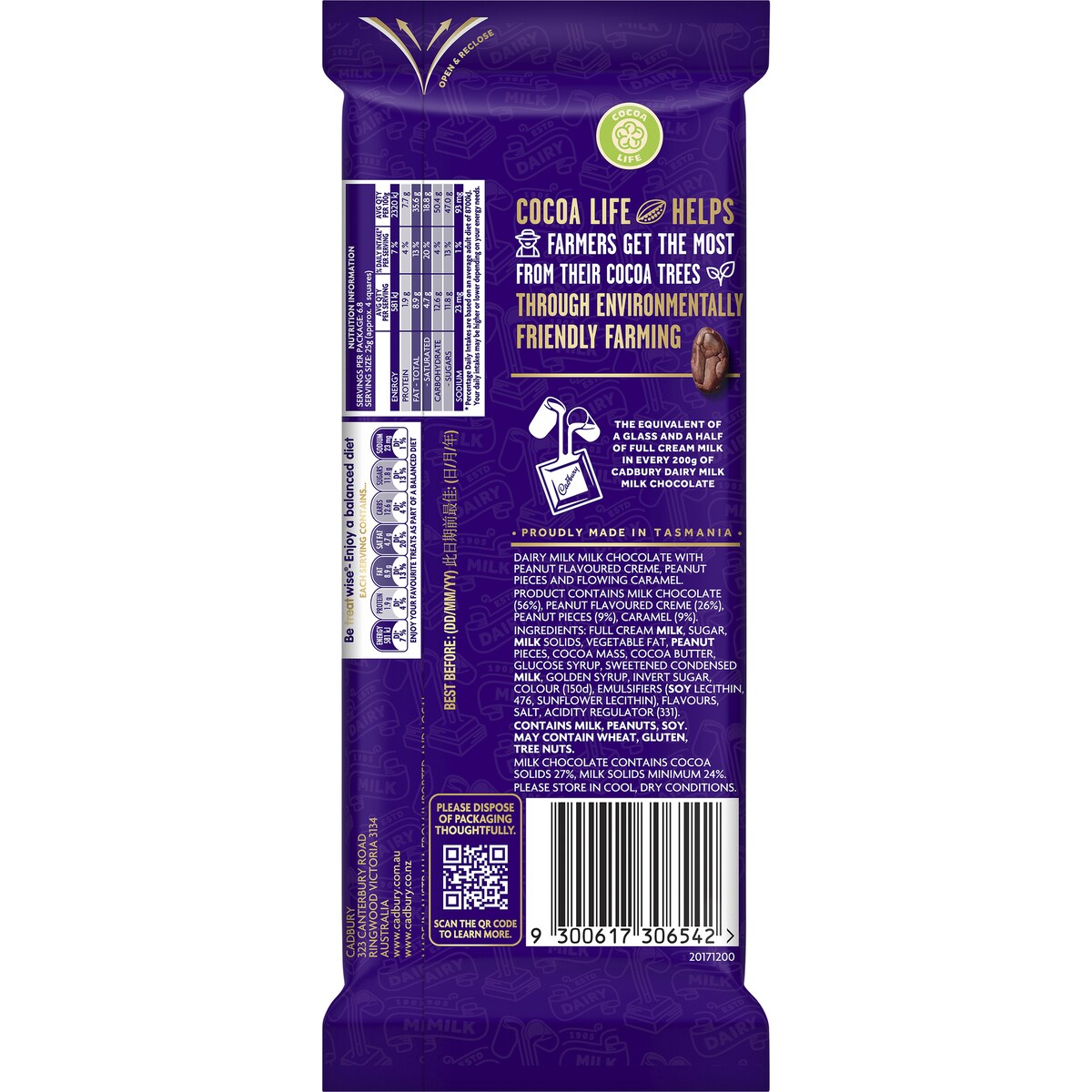 Cadbury Dairy Milk Slices Peanut Caramel Chocolate Block 170g