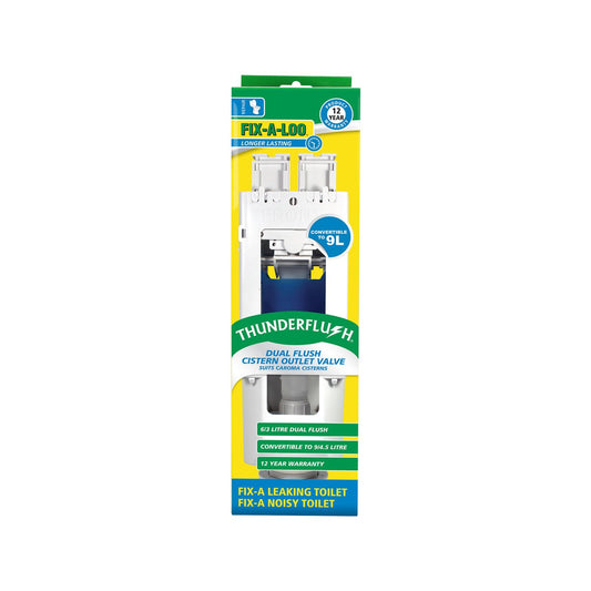 Fix a Loo Thunderflush Dual Flush Cistern Outlet Valve - Plastic - 6/3L - Water Saving
