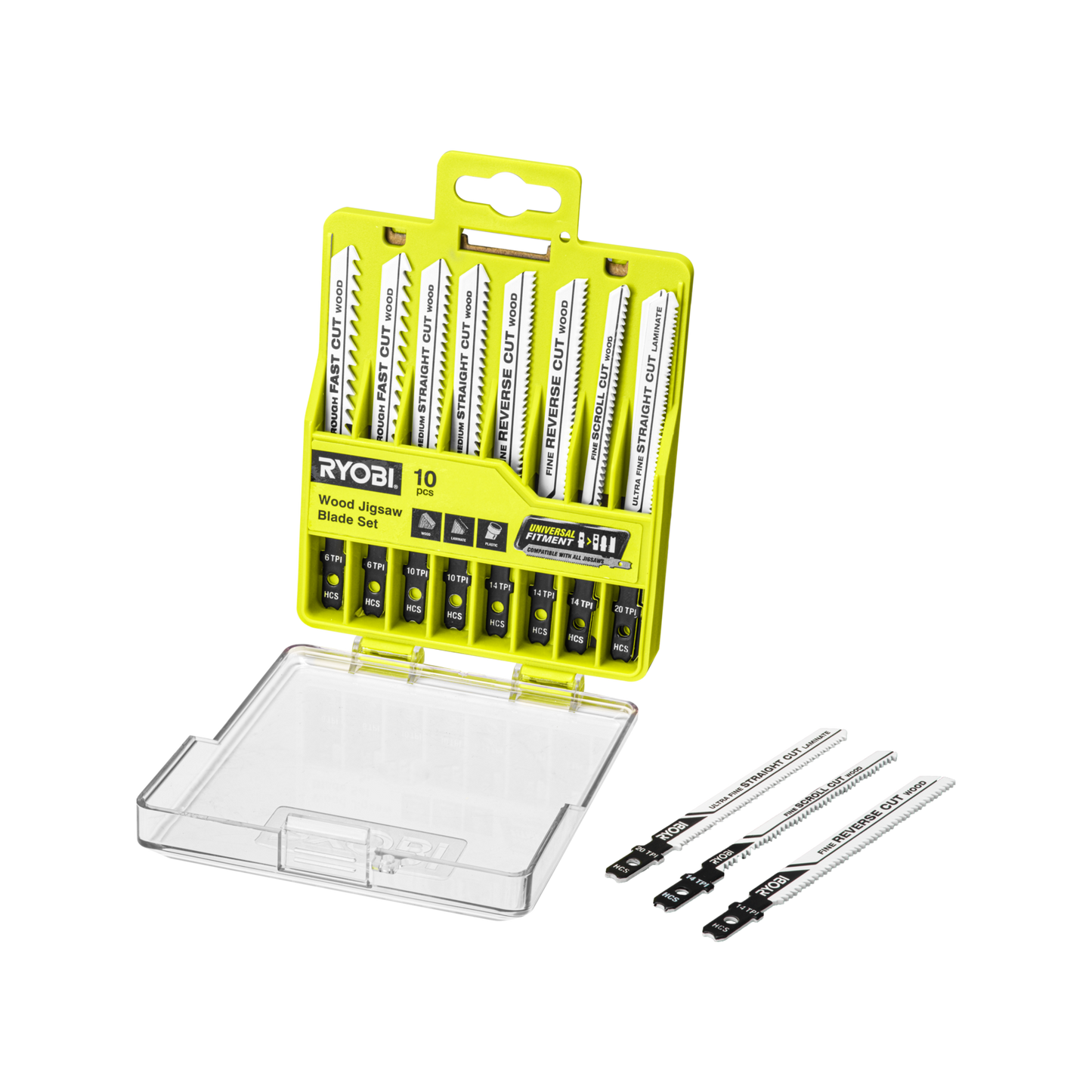 Ryobi Wood Jigsaw Blade Set - 100 x 22mm - 10 Piece