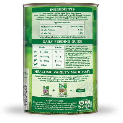 Nature's Gift Adult Wet Dog Food Casserole With Lamb Vegetables & Barley 1.2kg