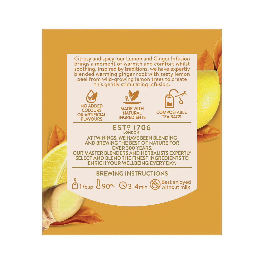 Twinings Lemon & Ginger Infusions Tea Bags - 15g